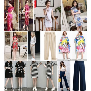 (ลดล้างสต็อก) Quilla ชุดเดรส เสื้อเชิ้ต ชุดสาวอวบ Premium Oversized Korean Printed Tee Dress