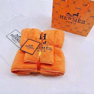 Hermes_2in1 ผ้าขนหนูอาบน้ํา แบบนิ่ม ดูดซับน้ําได้ดี สวมใส่สบาย พรีเมี่ยม + ชุดผ้าขนหนูเช็ดหน้า