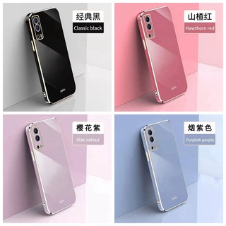 Vivo Y72 5G Y52 Y12S เคส Vivo Y20 Y20S Y20Sg Y50 Y30 S1 V11i เคส Vivo X60PRO Y91C V15 Y12 Y17 Y15 V20PRO ขอบตรง 90° ปกป้องกล้อง แฟชั่น เคสโทรศัพท์ เคสโทรศัพท์แบบเคลือบด้วยไฟฟ้า