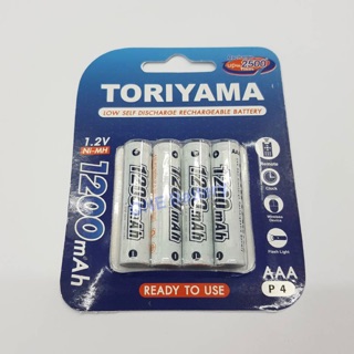 ถ่านชาร์จTORIYAMA 1200mAh AAA 1.2V(4ก้อน)