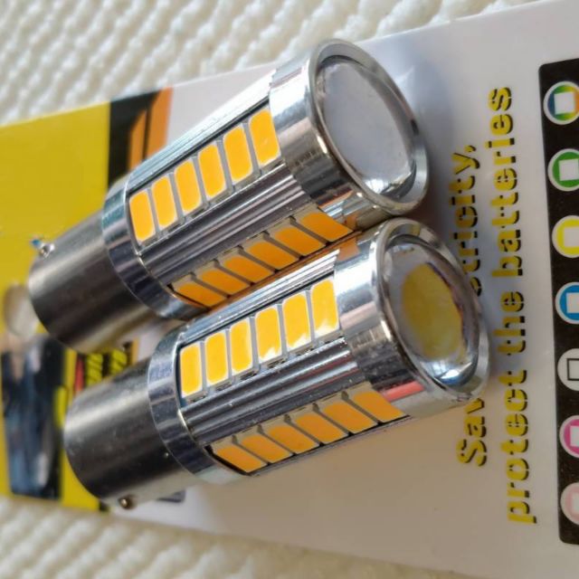 หลอดไฟเลี้ยว LED สีส้ม 1156บิด 33 ชิพ12V ใส่ 1คู่ #กระพริบเร็วทุกจุด#สว่างตาแตก1คู่ ส่งทั่วไทย