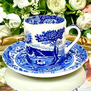 Spode Blue Italian Coffee Cup and Saucer ถ้วยกาแฟ เอสเพรสโซ่