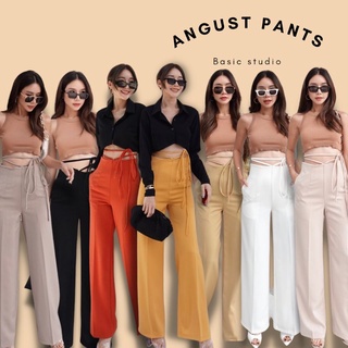 กางเกงขายาวเอวสูง🧶Angust Pants🧶สายผูกเอว ทรงขากระบอกสวยมาก✨งานBasic studio