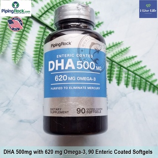 PipingRock - DHA 500 mg 620 mg Omega-3 Enteric Coated 90 Softgels ดีเอชเอ