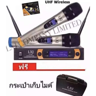 ไมโครโฟนไร้สาย/ไมค์ลอยคู่ UHF ประชุม ร้องเพลง /พูด คาราโอเกะWIRELESS Microphone ฟรีกล่องไมค์ สายสัญญาณเสียง