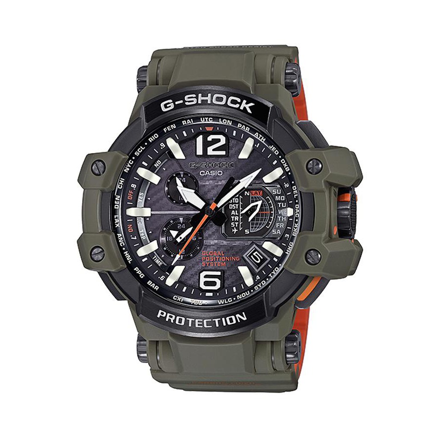 Casio G-Shock นาฬิกาข้อมือผู้ชาย สายเรซิ่นผสมคาร์บอนไฟเบอร์ รุ่น GPW-1000KH-3A (CMG) - สีเขียว