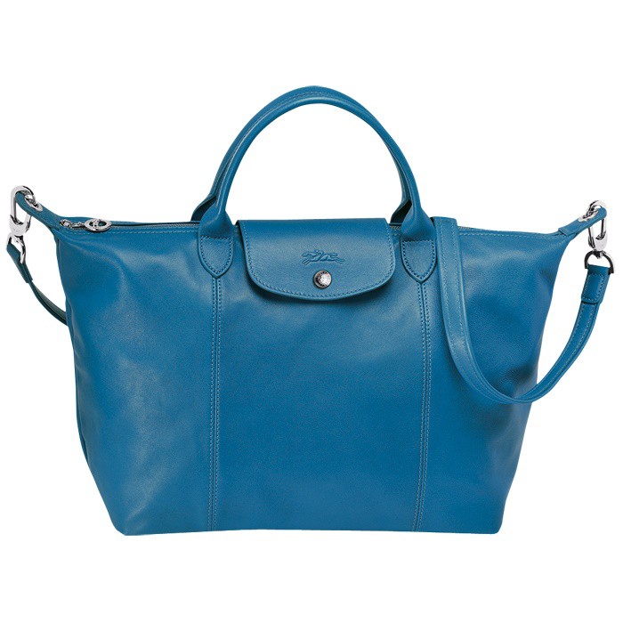 Longchamp Le Pliage Cuir size M หูสั้น สี ICE BLUE *พร้อมส่ง ราคา พิเศษ