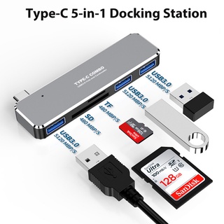 เครื่องอ่านการ์ด SD USB C Hub 3.1 เป็น USB 3.0 ความเร็วสูง Mini 5 In 1 Type C Splitter สําหรับ Ipad Macbook PC แล็ปท็อป แท็บเล็ต