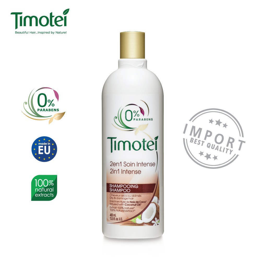 Timotei 2IN1 INTENSE Shampoo&Conditioner 2อิน1 อินเทนส์ แชมพูแอนด์คอนดิชั่นเนอร์ ส่วนผสมจากธรรมชาติ 