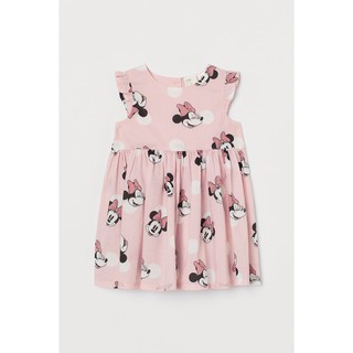 H&amp;M เดรสแขนกุดเด็กผู้หญิง (เด็กเล็ก) ลายมินนี่เม้าส์ Minnie Mouse แต่งจีบระบายช่วงไหล่