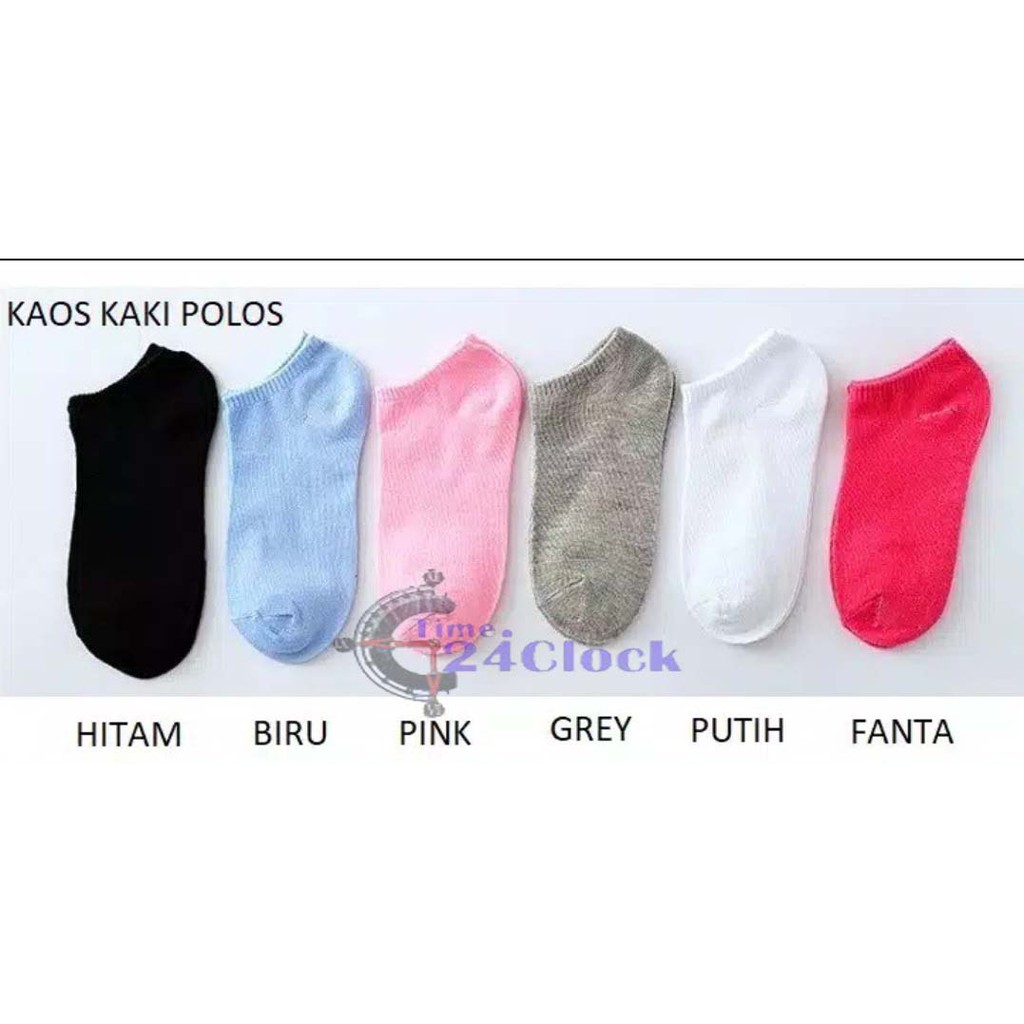Time Overknee Short Socks Ankle Cute Korean Short Socks Plain Ankle Motif Import
