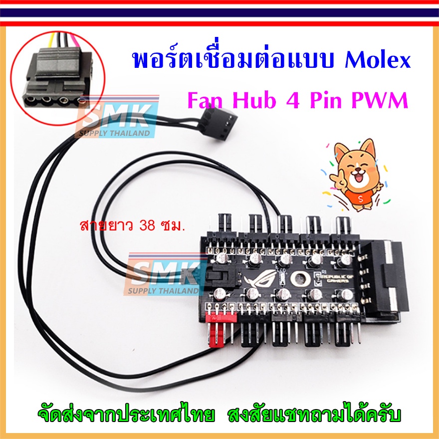 SMK ชุดต่อพ่วงพัดลม ROG Fan Hub 4 Pin PWM 10 ช่อง