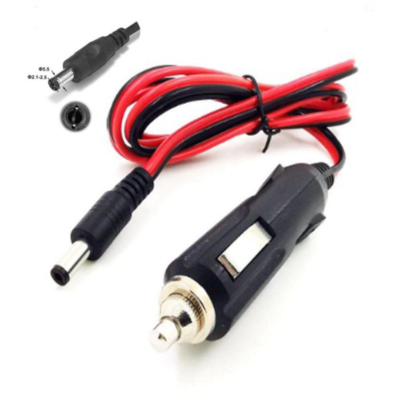 หัว 5.5 / 2.1 mm สายแปลงเสียบปลั๊กให้ความร้อน จ่ายไฟให้อุปกรณ์ในรถยนต์ DC12 V.
