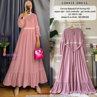 Cokkie Dress Material BABYDOLL FULL FUIRNG MIX Lace Can Gamis (ไม่รวม HIJAB) ซิปด้านหน้า / FRIENDLY ล่าสุด เกมมิส โมเดิร์น ชุดเดรส แฟชั่น สําหรับผู้หญิงมุสลิม 2022