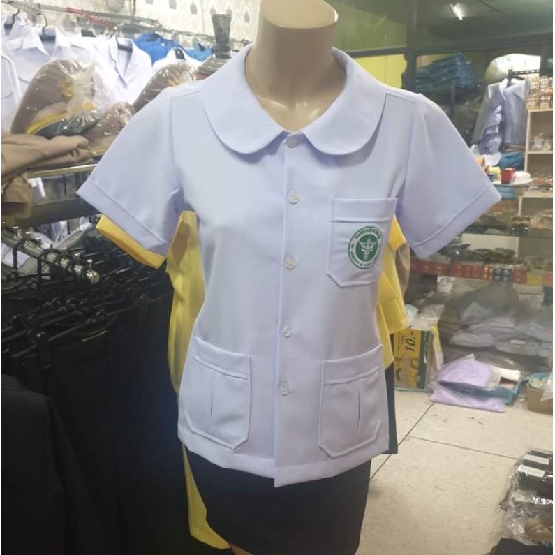 เสื้อกระทรวงสาธารณสุข เสื้ออนามัยคอบัวมน