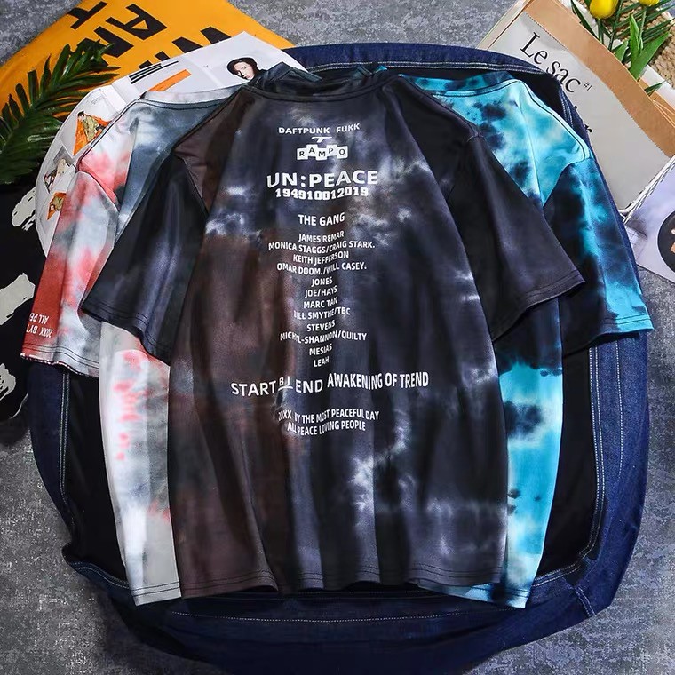 🌈 เสื้อยืดผู้ชาย(CS88) แต่งลายมัดย้อม✨