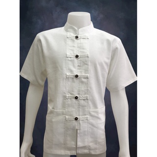 เสื้อผ้าฝ้าย ผ้าพื้นเมือง (น้ำไหล) คอจีน กระดุมกะลา 5 เม็ด แ…