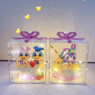DIY บล็อกตัวต่อเค้กวันเกิด น่ารัก ตัวต่อ ซานต้า มนุษย์หิมะ รายการ บล็อกของเล่น ของขวัญวันเกิด พร้อมไฟ คริสมาสต์