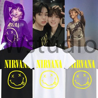 &lt;พร้อมส่ง&gt;  เสื้อยืด nirvana - BTS NAMJOON / BLACKPINK  LISA / TREASURE JAEHYUK เสื้อแบบนัมจุน ลิซ่า  และแจฮยอก  bt