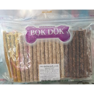 ขนมสุนัขแท่งหนังบดคละสีBokdok คละสี120แท่ง