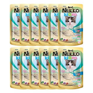 Nekko Kitten Chicken Mousse (70 g.) x 12 เน็กโกะ อาหารเปียกลูกแมว สูตรไก่มูส (70 ก.) x 12