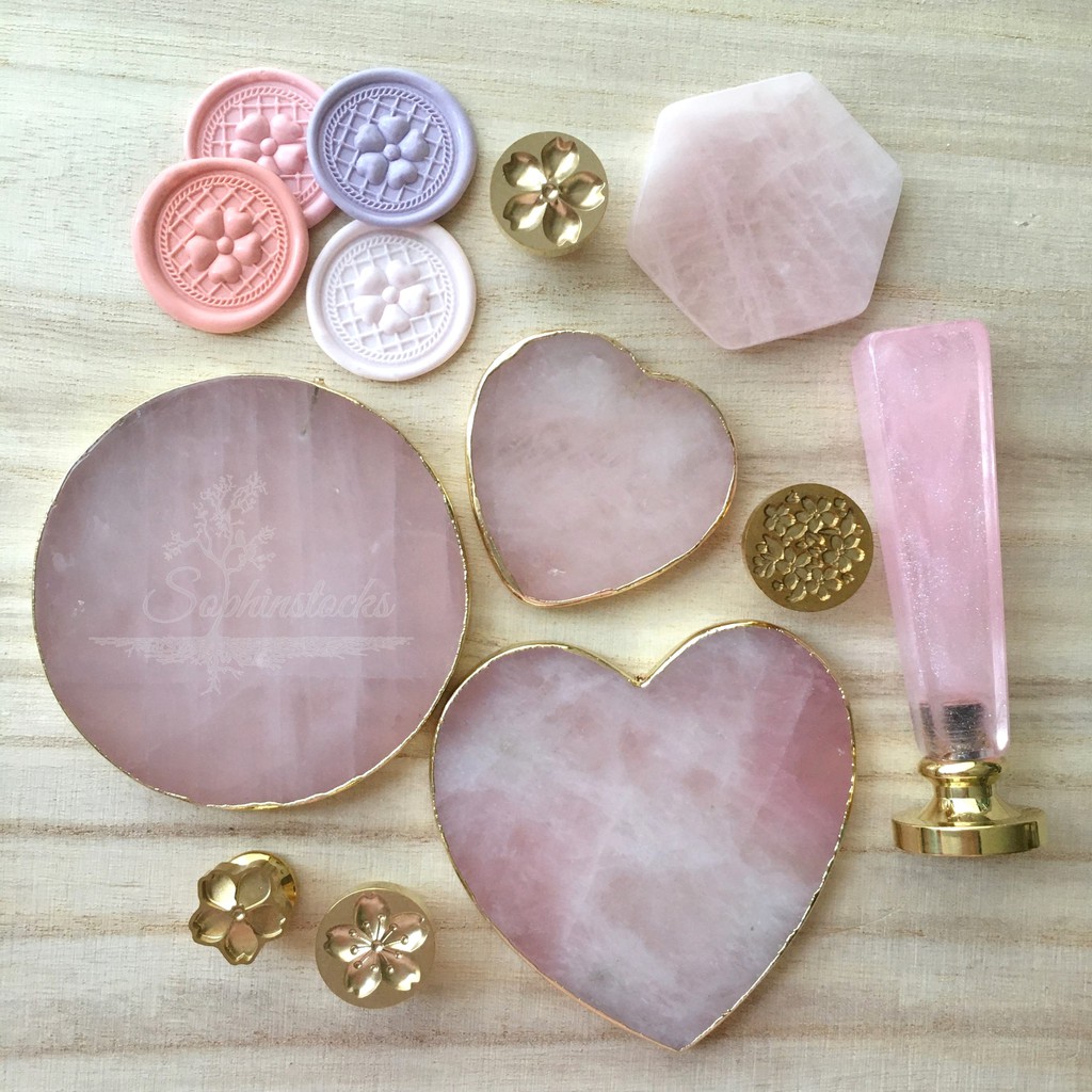 [SG] Agate Quartz Crystal Coaster Wax Stamp Tile Quartz Slice Agate Slice Geode Slice Rose Quartz