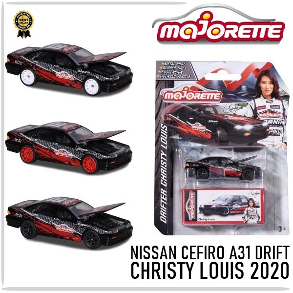 Majorette รุ่น NISSAN CEFIRO A31 Drifter Christy Louis ลิขสิทธิ์แท้ 100% ล้อยาง โมเดลรถเหล็ก เปิดกระโปรงรถได้ MJ84012STH