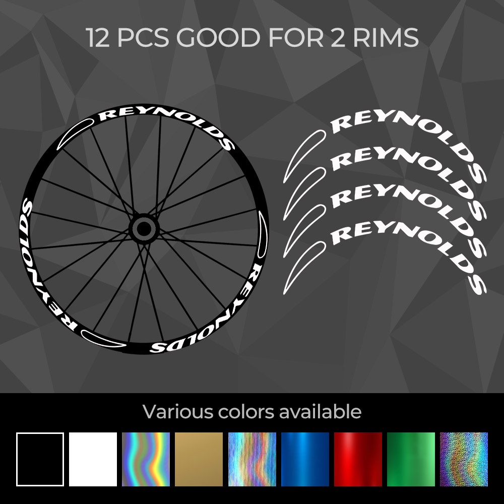 Reynols-kit1 (8 หรือ 12 ชิ้น) สติกเกอร์รูปลอก สําหรับติดขอบล้อรถจักรยานเสือภูเขา เสือหมอบ