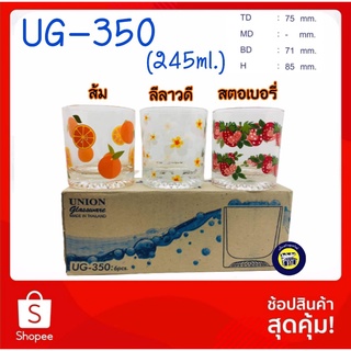 🍊2ใบ🍓 UG-350 : 245 ml. แก้ว แก้วน้ำ แก้วน้ำดื่ม แก้วใสทรงกระบอก (8.50 oz)