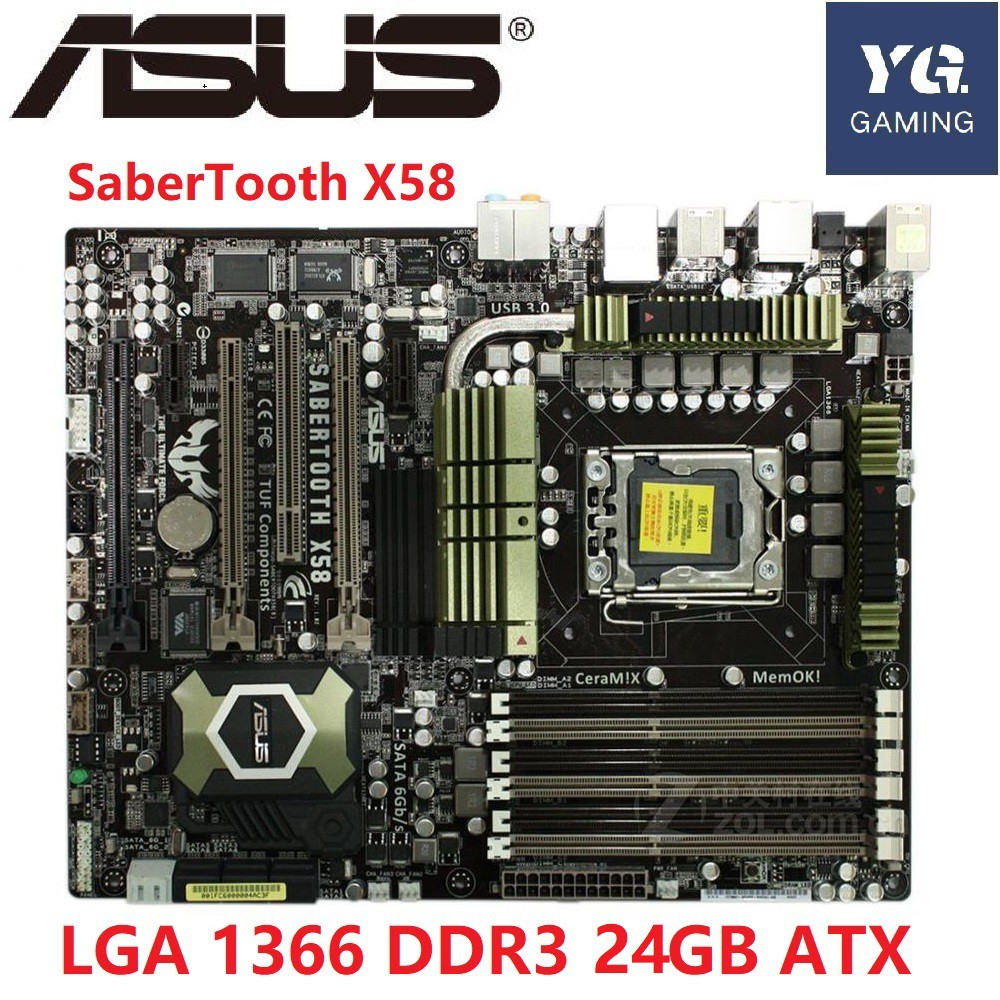 ใช้ SaberTooth X58 เมนบอร์ด LGA 1366 DDR3 สําหรับ Core i7 Extreme/Core i7 24GB ใช้เมนบอร์ดเดสก์ท็อป