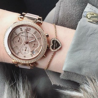 Michael kors parker chronograph watch สีทูโทน rose gold - blush