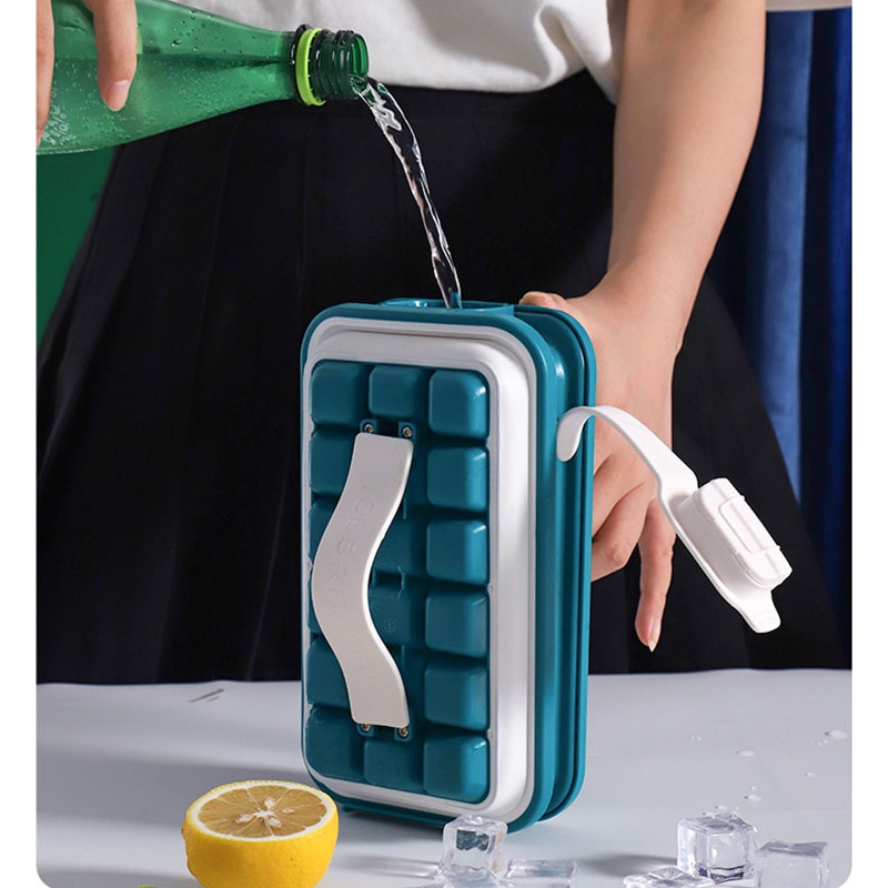 Kunni Ice Tray Molds Curling Bar Maker Bag Silica Gel Folding Water Bottle 18 Cells Ice Cube Mold