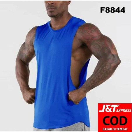 เสื้อยืด GYM LOW CUT GYM PLAIN FITNESS TANGTOP สําหรับฝึกซ้อม