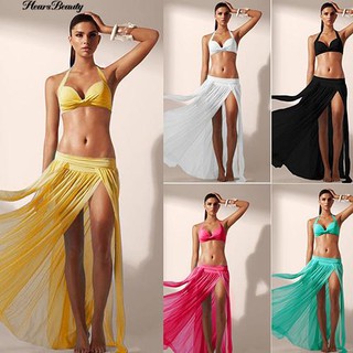 Hearsbeauty ชุดว่ายน้ำสตรีชุดบิกินี่กระโปรงผ้าคลุมหน้า Beach Tulle Beachwear