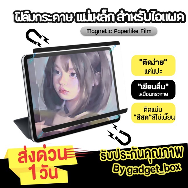 Air8 Gen11 พร้อมส่ง ฟิล์มกระดาษแม่เหล็ก สำหรับไอแพด Paperlike Magnet Gen10 Air4/5 gen7/8/9 gen5/6 air1/2 air3 pro11