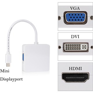 3 In 1 Thunderbolt Mini Display Port Mini DP Male To HDMI DVI VGA