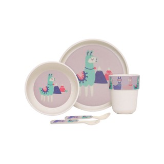 Penny ชุดจานอาหาร Bamboo Mealtime Set with Cutlery-Loopy Llama