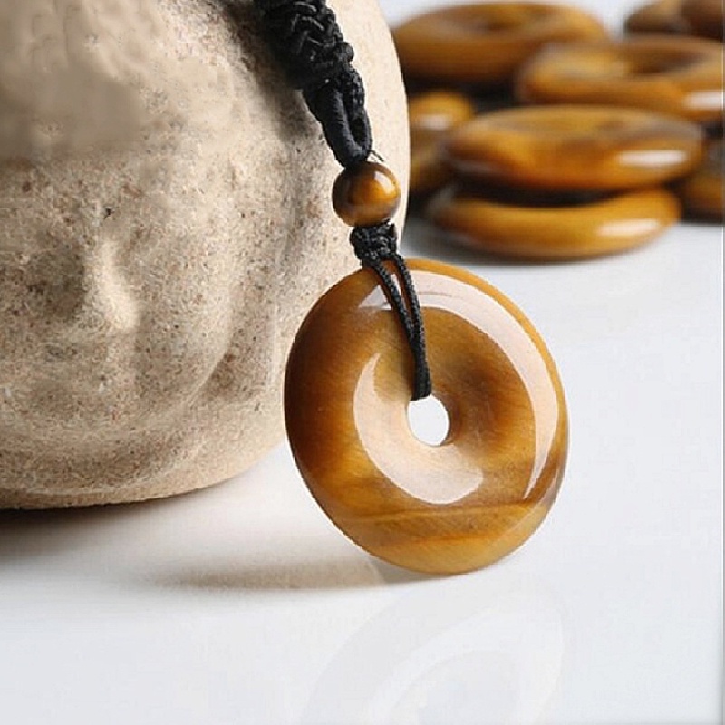 แอฟริกาสีเหลืองธรรมชาติ Tigers Eye ปุ่มความปลอดภัยจี้ Tiger Eye ไม้ lexandrite ปุ่มความปลอดภัยสร้อยคอจี้ DIY อุปกรณ์เสริม
