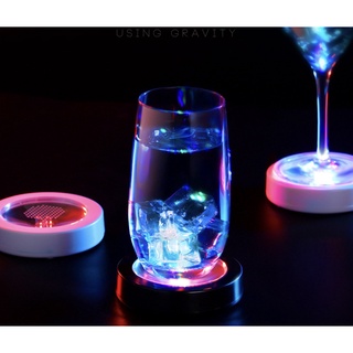 LED luminous coaster เซ็นเซอร์แรงโน้มถ่วงแบบกลม Coaster bar KTV ฐานไวน์ lamp