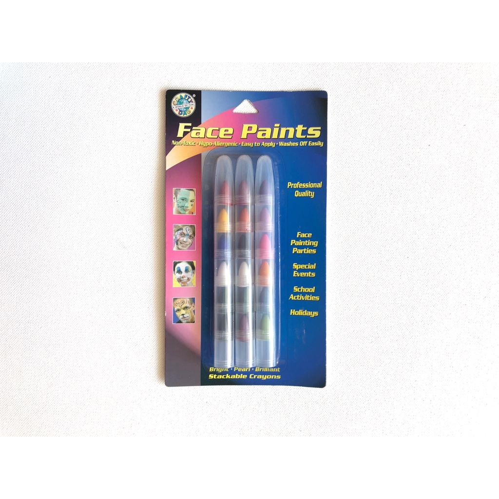 Face Paint Bright,Pearl & Brilliant Face Paint Stackable Crayons 18/Pkg
