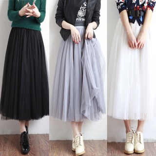 Women Summer Long Mesh Skirt Tutu Maxi Pleated Skirt