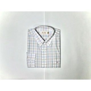 เสื้อเชิ้ตแขนยาว สีขาวลายสก็อต "ZURI"