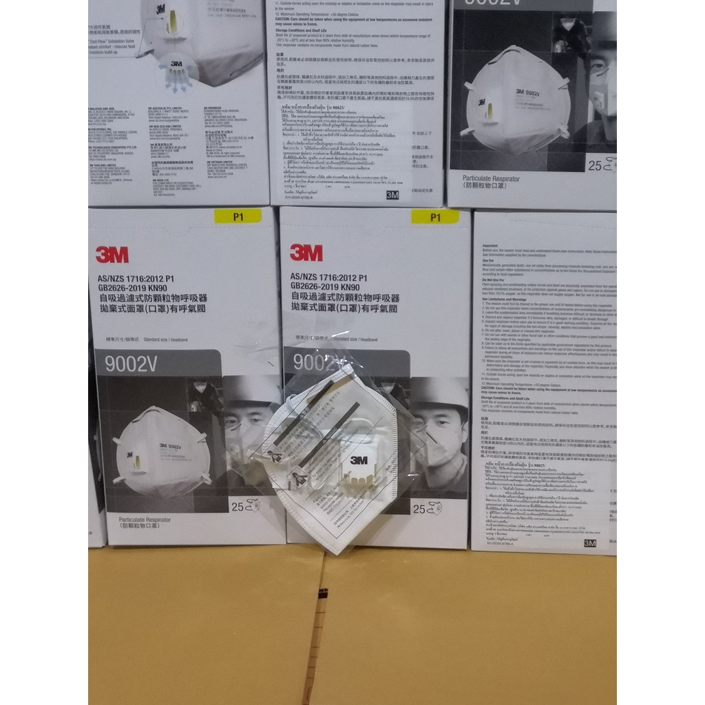 (buy>=2e,452) หน้ากาก comfort mask ชนิด คาดศรีษะ 3M 9002v ป้องกันฝุ่น กันเชื้อโรค ป้องกัน 80% ถึง ป้