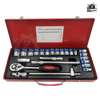 EURO KING TOOLS ชุดเครื่องมือ ประแจ ชุดบล็อก 24 ชิ้น ขนาด 1/2 (4หุน) Sliding T bar รุ่นใหม่