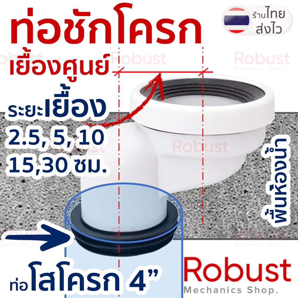 ข้อต่อเยื้องศูนย์ท่อชักโครก PVC รุ่น A (ซีลยางสวมท่อ 4 นิ้ว) แก้ปัญหาชักโครกไม่ตรงตำแหน่ง ส่งทุกวัน