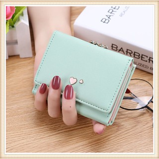 ♣✵☁Wallet Female Student Korean Short Small Fashion Mini Three Folding Coin Purse Card Bag handbag