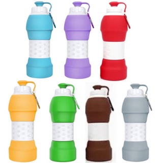 ขวดน้ำซิลิโคนพับเก็บได้ ขนาด 580 ml. 20 oz  Silicone Water Bottle Retractable Folding Travel Drinking Sport WaterBottle