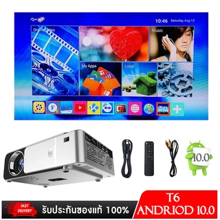 ใหม่ T6 PLUS 1080P LED Projector 3500 lumens 1280x720 โปรเจคเตอร์แบบพกพา Android 10 อุปกรณ์เสริม USB HDMI VGA AV