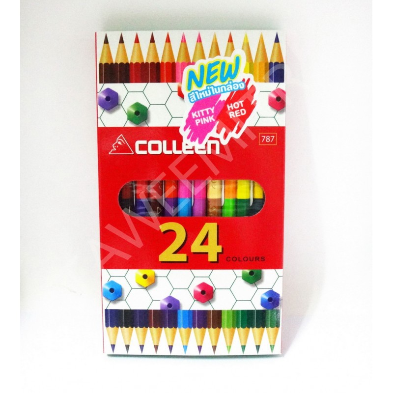 Taweemitr Colleen คอลลีน สีไม้ 2 หัว ขนาด 18 แท่ง 36 สี ราคาพิเศษ!!! พร้อมส่ง!!! ของแท้แน่นอน!!!