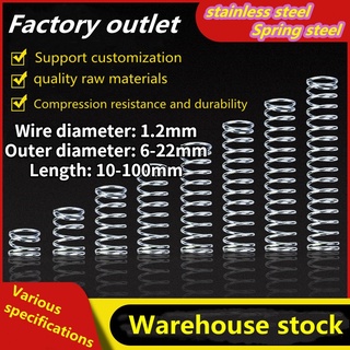 【AZY】สปริงบีบอัด สเตนเลส SUS304 เส้นผ่าศูนย์กลาง 1.2 มม. OD8 9 10 มม. ยาว 10-100 มม. 5 ชิ้น